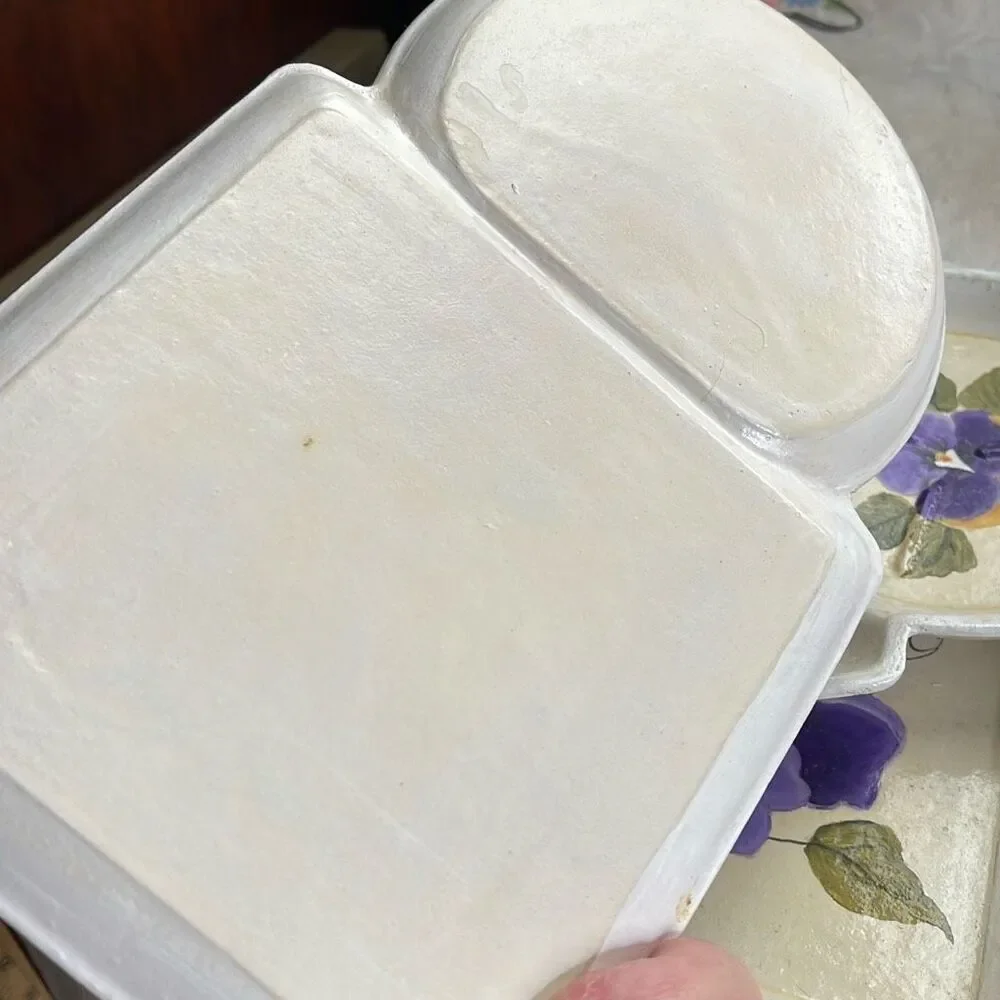 Vintage lot of 3 hand painted snack dishes. Cup and appetizer plates.